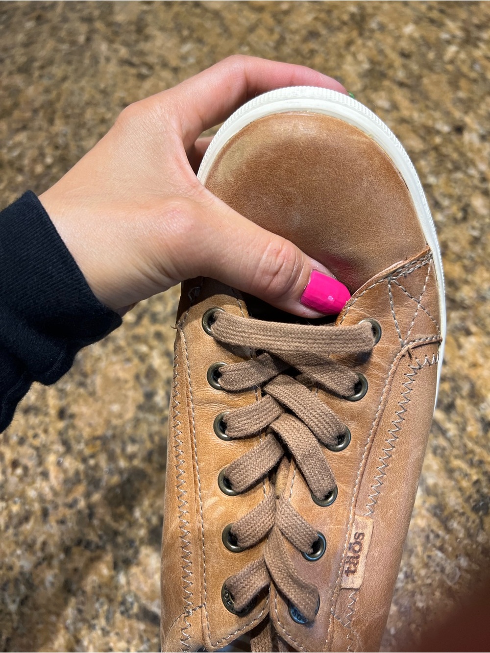 Taos women’s Brown Leather Lace-Up Sneakers - Picture 9 of 13